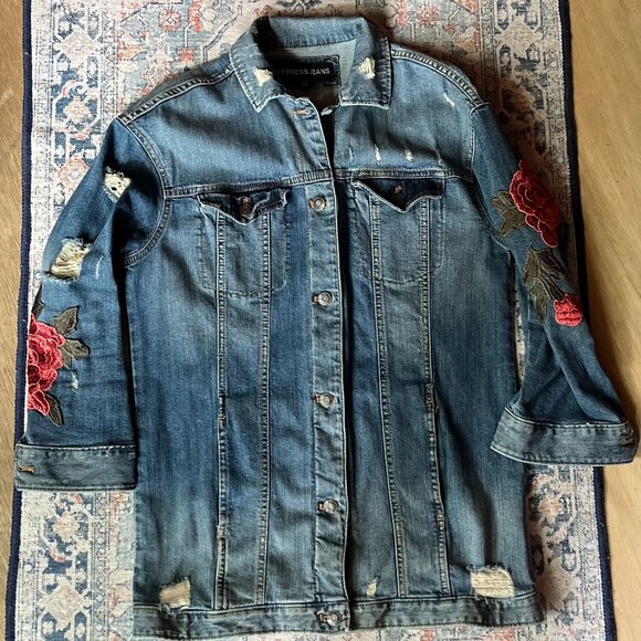 Express Embroidered Denim Jacket XS/S - Picture 1 of 6